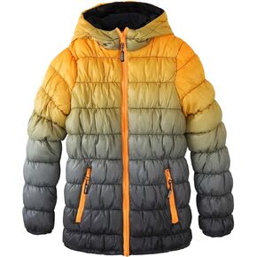 Krumba Boys Puffer Hood Jacket: Kids Waterproof Lightweight Packable Zip Padded Outerwear