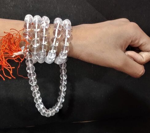 Jaipur Germological Lab Certified Sphatik mala/Original Crystal Quartz Mala for Jaap & Wearing | Unisex Mala by 4our Faith (8Mm Beads, Neck Length, 108+1 Beads, 36 Inches Mala)-100% Natural-Pack of 1 in Saudi Arabia