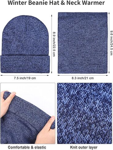 Apoway 4 Pieces Winter Beanie Hat Scarf Touchscreen Gloves Ear Warmer Set Warm Knit Hat Neck Warmer for Men and Women in Kuwait