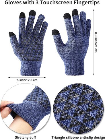 Apoway 4 Pieces Winter Beanie Hat Scarf Touchscreen Gloves Ear Warmer Set Warm Knit Hat Neck Warmer for Men and Women in Kuwait