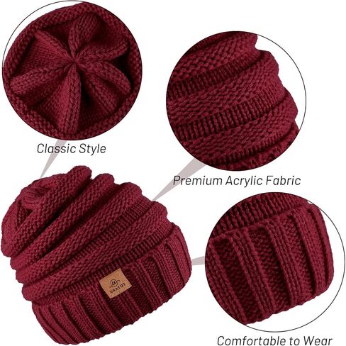 URATOT 3 حزمة الشتاء محبوك قبعة قبعة وشاح قفازات مجموعة سميكة قبعة ووشاح قفازات لمس للرجال والنساء in Kuwait