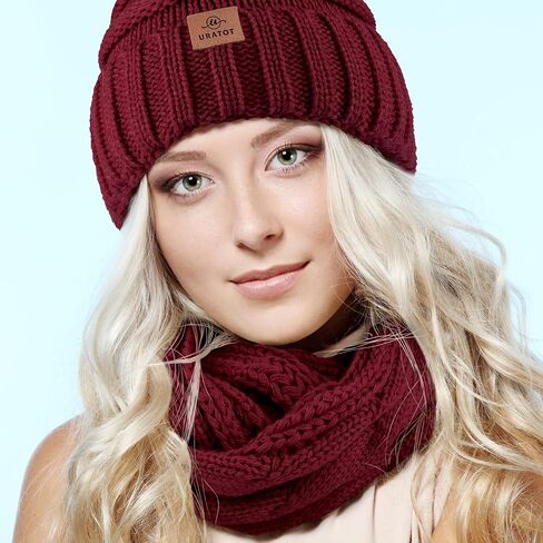 URATOT 3 حزمة الشتاء محبوك قبعة قبعة وشاح قفازات مجموعة سميكة قبعة ووشاح قفازات لمس للرجال والنساء in Kuwait