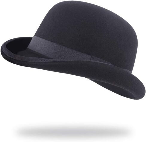 قبعة FORDALLIO للرجال من الصوف الأسود اللباد الرسمي ذات القبة فيدورا باولر ديربي in Kuwait