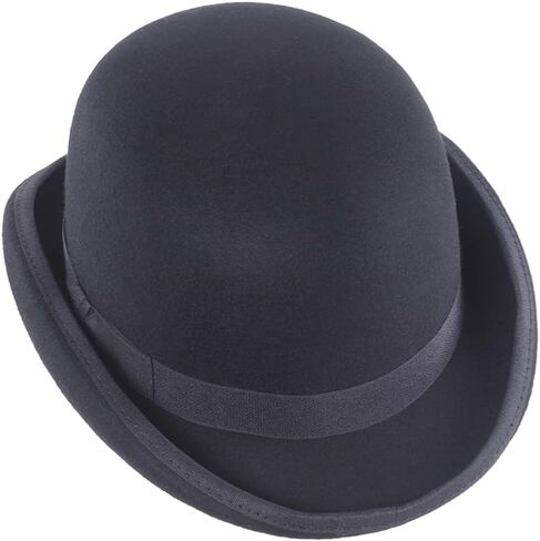 قبعة FORDALLIO للرجال من الصوف الأسود اللباد الرسمي ذات القبة فيدورا باولر ديربي in Kuwait