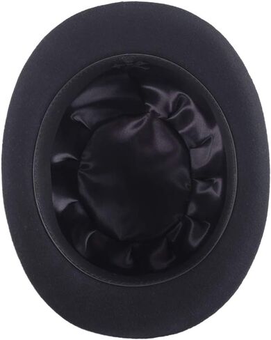 قبعة FORDALLIO للرجال من الصوف الأسود اللباد الرسمي ذات القبة فيدورا باولر ديربي in Kuwait