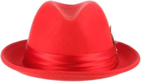 STACY ADAMS Men's Crush Wool Felt Fedora Hat L Red in Saudi Arabia