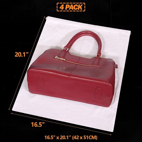 4 عبوات من اغطية الغبار القطنية جيدة التهوية برباط سحب حقيبة تخزين كبيرة حقيبة خيط لحقيبة اليد والمحافظ in Kuwait