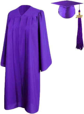 HEPNA [2023] مجموعة ثوب التخرج غير اللامع للجنسين، قبعة التخرج لحفلات الكلية بالمدرسة الثانوية in Kuwait