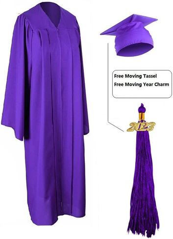 HEPNA [2023] مجموعة ثوب التخرج غير اللامع للجنسين، قبعة التخرج لحفلات الكلية بالمدرسة الثانوية in Kuwait