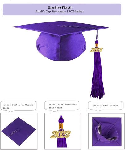 HEPNA [2023] مجموعة ثوب التخرج غير اللامع للجنسين، قبعة التخرج لحفلات الكلية بالمدرسة الثانوية in Kuwait