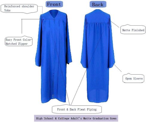 HEPNA [2023] مجموعة ثوب التخرج غير اللامع للجنسين، قبعة التخرج لحفلات الكلية بالمدرسة الثانوية in Kuwait