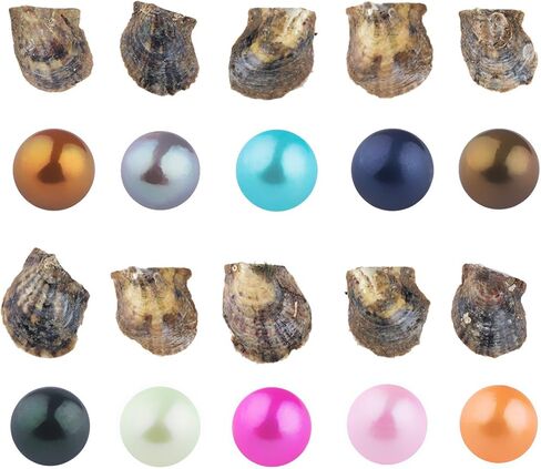 محار اكويا للمياه المالحة مع لؤلؤ داخلي من سياسان، 10 قطع (7-8 ملم) (اللون II) in Kuwait