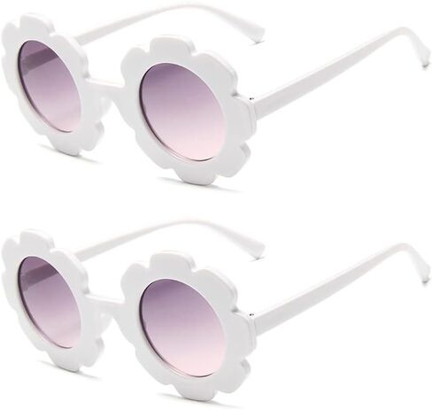 Round Flower Sunglasses for Girls Flower Shaped Cute Glasses UV 400 Protection Outdoor Beach Children Girl Boy Gifts in Kuwait
