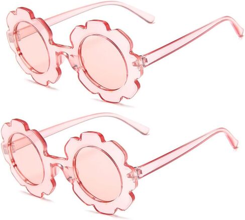 Round Flower Sunglasses for Girls Flower Shaped Cute Glasses UV 400 Protection Outdoor Beach Children Girl Boy Gifts in Kuwait