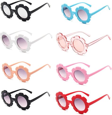 Round Flower Sunglasses for Girls Flower Shaped Cute Glasses UV 400 Protection Outdoor Beach Children Girl Boy Gifts in Kuwait