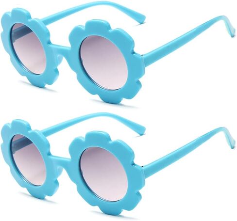 Round Flower Sunglasses for Girls Flower Shaped Cute Glasses UV 400 Protection Outdoor Beach Children Girl Boy Gifts in Kuwait