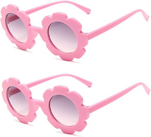 Round Flower Sunglasses for Girls Flower Shaped Cute Glasses UV 400 Protection Outdoor Beach Children Girl Boy Gifts in Kuwait