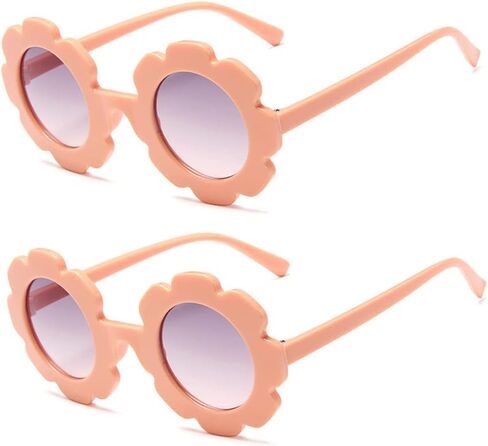 Round Flower Sunglasses for Girls Flower Shaped Cute Glasses UV 400 Protection Outdoor Beach Children Girl Boy Gifts in Kuwait