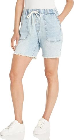 [BLANKNYC] Womens Luxury Clothing Denim Short with Elastic Waist and Frayed Hem, Fashionable & Stylish in Saudi Arabia