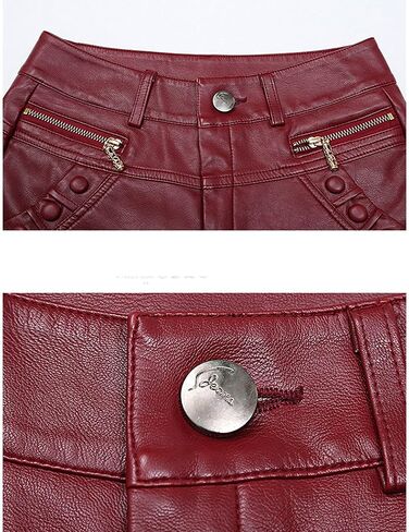 HALITOSS Womens High Waisted Faux Leather Shorts with Pockets Button Motor Biker PU Leather Short in Saudi Arabia