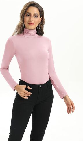 بلوزة بيسيك كاجوال عصرية خفيفة الوزن بقبة دائرية واكمام طويلة للنساء من زيفيرين in Kuwait