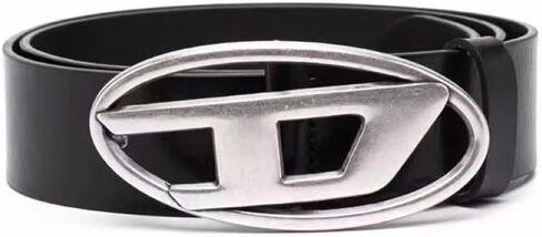 Simple Retro Silver Button D Letter Belt Versatile Decorative Dress Jeans Black Belt, Black, 41.3in in Kuwait