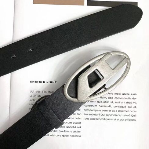 Simple Retro Silver Button D Letter Belt Versatile Decorative Dress Jeans Black Belt, Black, 41.3in in Kuwait