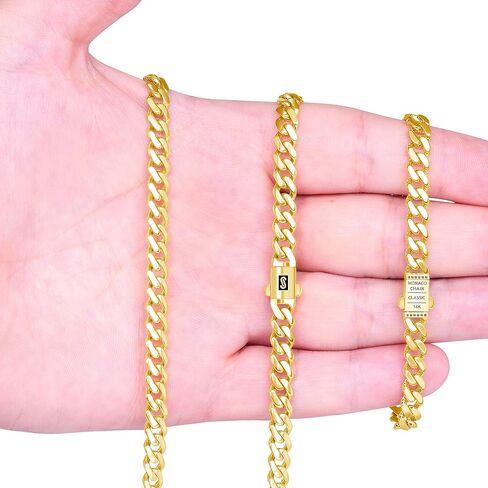 قلادة سلسلة ربط من الذهب الأصفر عيار 14 قيراط من Nuragold 6 مم رويال موناكو ميامي كوبي، مشبك صندوق مجوهرات فاخر للرجال 18 بوصة 20 بوصة 22 بوصة 24 بوصة 26 بوصة 28 بوصة 30 بوصة in Saudi Arabia