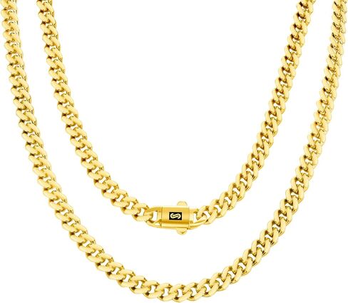 قلادة سلسلة ربط من الذهب الأصفر عيار 14 قيراط من Nuragold 6 مم رويال موناكو ميامي كوبي، مشبك صندوق مجوهرات فاخر للرجال 18 بوصة 20 بوصة 22 بوصة 24 بوصة 26 بوصة 28 بوصة 30 بوصة in Saudi Arabia