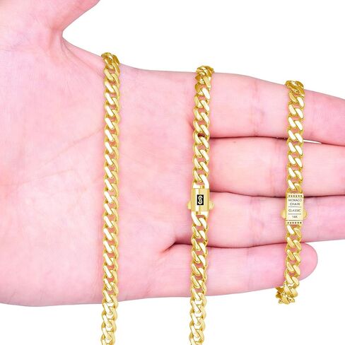 قلادة سلسلة ربط من الذهب الأصفر عيار 14 قيراط من Nuragold 6 مم رويال موناكو ميامي كوبي، مشبك صندوق مجوهرات فاخر للرجال 18 بوصة 20 بوصة 22 بوصة 24 بوصة 26 بوصة 28 بوصة 30 بوصة in Saudi Arabia