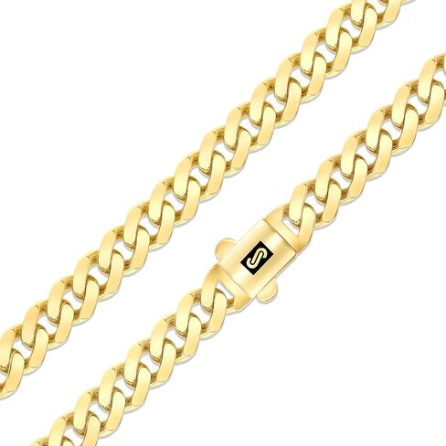 قلادة سلسلة ربط من الذهب الأصفر عيار 14 قيراط من Nuragold 6 مم رويال موناكو ميامي كوبي، مشبك صندوق مجوهرات فاخر للرجال 18 بوصة 20 بوصة 22 بوصة 24 بوصة 26 بوصة 28 بوصة 30 بوصة in Saudi Arabia