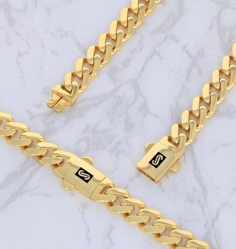 قلادة سلسلة ربط من الذهب الأصفر عيار 14 قيراط من Nuragold 6 مم رويال موناكو ميامي كوبي، مشبك صندوق مجوهرات فاخر للرجال 18 بوصة 20 بوصة 22 بوصة 24 بوصة 26 بوصة 28 بوصة 30 بوصة in Saudi Arabia