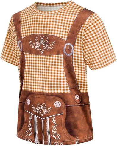 زي مهرجان أكتوبر الرجالي من LMYOVE، قمصان ألمانية للرجال من Lederhosen البافارية، تي شيرت أزياء مهرجان أكتوبر للبالغين in Saudi Arabia