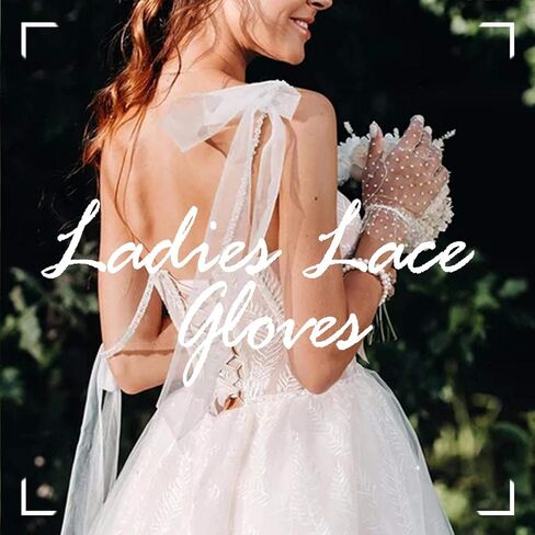 Yikisdy Lady Lace Wedding Gloves Floral Elegant Glove Short Bridal Gloves Dinner 50's Tea Party Costume for Women and Girls in Kuwait