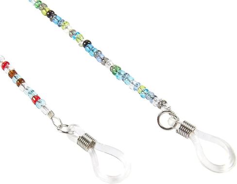 Eyeglass Chains for Women - 2-Piece Set Beaded Glasses Holder Strap, Retainer Cord with Beads, Microfiber Cloth and Polyester Pouch, Ideal for Sunglasses, Reading Glasses, Multicolor, 27 Inches in Saudi Arabia