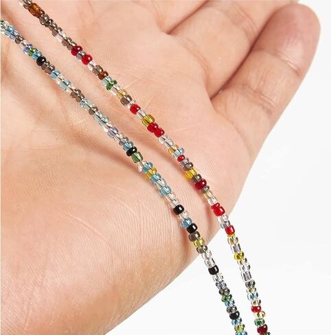 Eyeglass Chains for Women - 2-Piece Set Beaded Glasses Holder Strap, Retainer Cord with Beads, Microfiber Cloth and Polyester Pouch, Ideal for Sunglasses, Reading Glasses, Multicolor, 27 Inches in Saudi Arabia