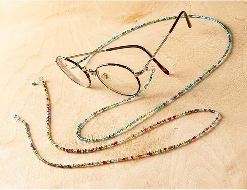 Eyeglass Chains for Women - 2-Piece Set Beaded Glasses Holder Strap, Retainer Cord with Beads, Microfiber Cloth and Polyester Pouch, Ideal for Sunglasses, Reading Glasses, Multicolor, 27 Inches in Saudi Arabia