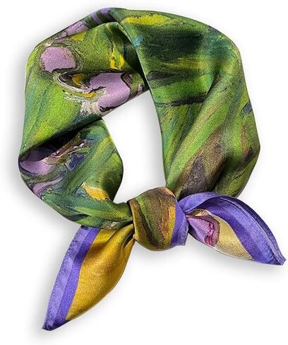 100% Mulberry Silk Neck Scarf - 21'' x 21'' Lightweight Neckerchief - Women Men Small Square Digital Printed Scarves in Saudi Arabia