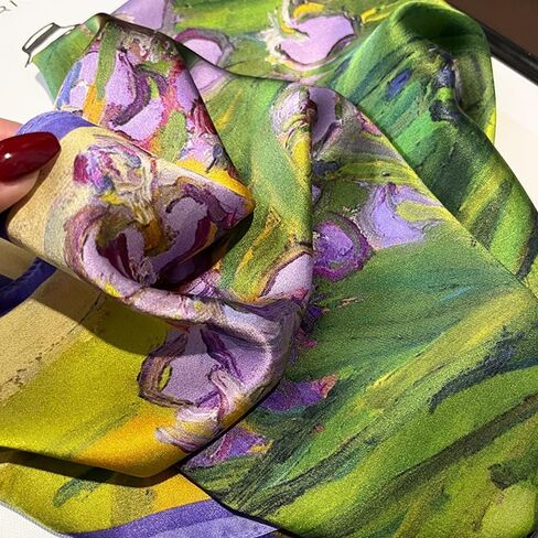 100% Mulberry Silk Neck Scarf - 21'' x 21'' Lightweight Neckerchief - Women Men Small Square Digital Printed Scarves in Saudi Arabia