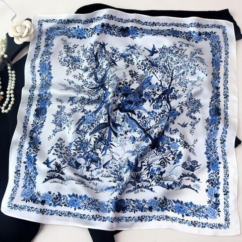 وشاح للرقبة من حرير التوت 100% من Weximil - منديل خفيف الوزن مقاس 21 بوصة × 21 بوصة - أوشحة مطبوعة رقمية مربعة صغيرة للنساء والرجال in Kuwait