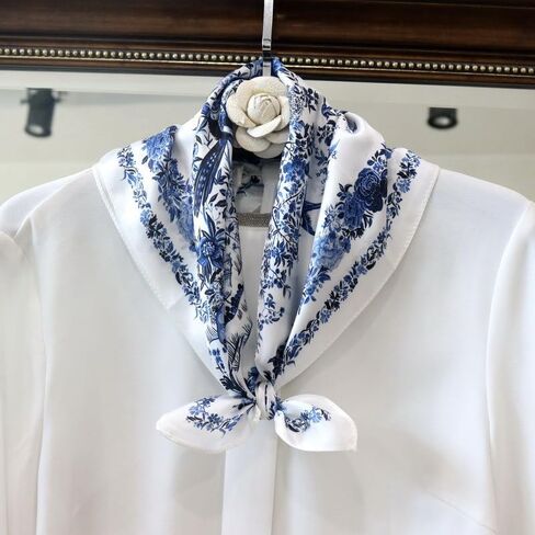 وشاح للرقبة من حرير التوت 100% من Weximil - منديل خفيف الوزن مقاس 21 بوصة × 21 بوصة - أوشحة مطبوعة رقمية مربعة صغيرة للنساء والرجال in Kuwait