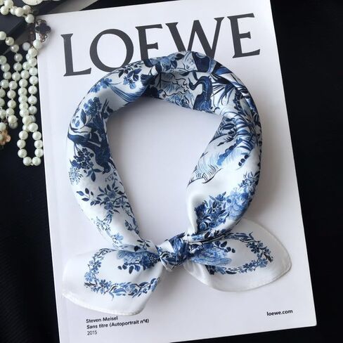 وشاح للرقبة من حرير التوت 100% من Weximil - منديل خفيف الوزن مقاس 21 بوصة × 21 بوصة - أوشحة مطبوعة رقمية مربعة صغيرة للنساء والرجال in Kuwait