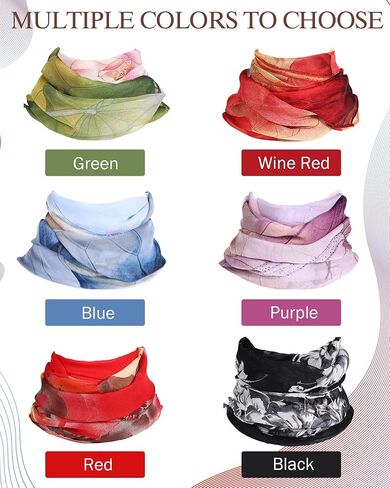 6 Pcs Scarves for Women Floral Pattern Scarf Shawl Lightweight Fashion Scarves Sunscreen Women Scarf Chiffon Flowers Printed Pattern Scarf Shawl Wraps, 6 Colors in Kuwait
