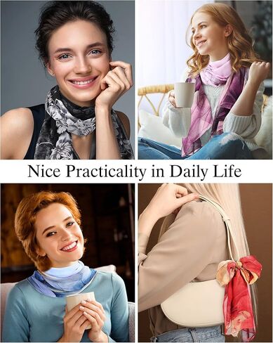 6 Pcs Scarves for Women Floral Pattern Scarf Shawl Lightweight Fashion Scarves Sunscreen Women Scarf Chiffon Flowers Printed Pattern Scarf Shawl Wraps, 6 Colors in Kuwait