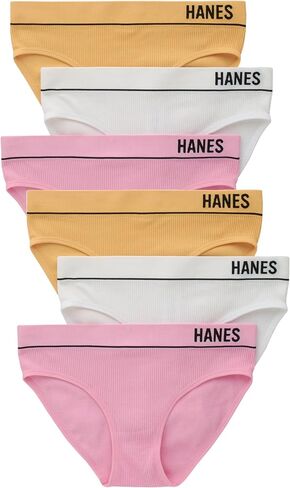Hanes Women's Originals Seamless Stretch Rib Bikini Panties Pack, Assorted Colors, 6-Pack in Saudi Arabia