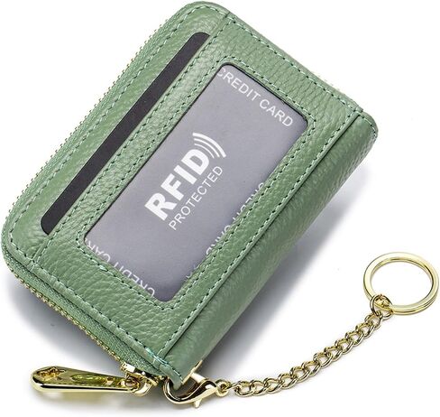 Tapp Collections RFID Credit Card Holder, Small Leather Zipper Card Case Wallet with ID Window & Detachable Keychain - Black in Saudi Arabia
