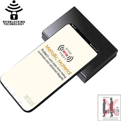 YILANDI RFID حامل بطاقة الائتمان رفيعة محفظة بطاقة الائتمان المعدنية حافظة حماية لبطاقة الائتمان مع 10 فتحات للبطاقات حافظة بطاقات محمولة منظم بطاقات العمل للنساء أو الرجال (أسود) in Kuwait