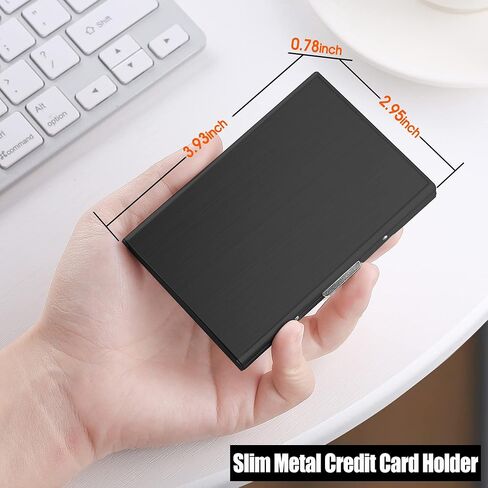 YILANDI RFID حامل بطاقة الائتمان رفيعة محفظة بطاقة الائتمان المعدنية حافظة حماية لبطاقة الائتمان مع 10 فتحات للبطاقات حافظة بطاقات محمولة منظم بطاقات العمل للنساء أو الرجال (أسود) in Kuwait