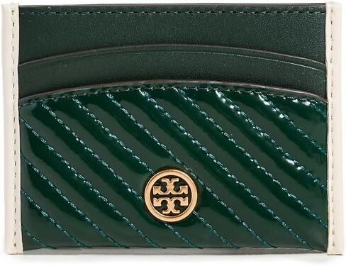 حافظة بطاقات مبطنة منتفخة حاصلة على براءة اختراع من Tory Burch، شجرة صنوبر، أخضر، مقاس واحد in Kuwait