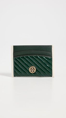 حافظة بطاقات مبطنة منتفخة حاصلة على براءة اختراع من Tory Burch، شجرة صنوبر، أخضر، مقاس واحد in Kuwait